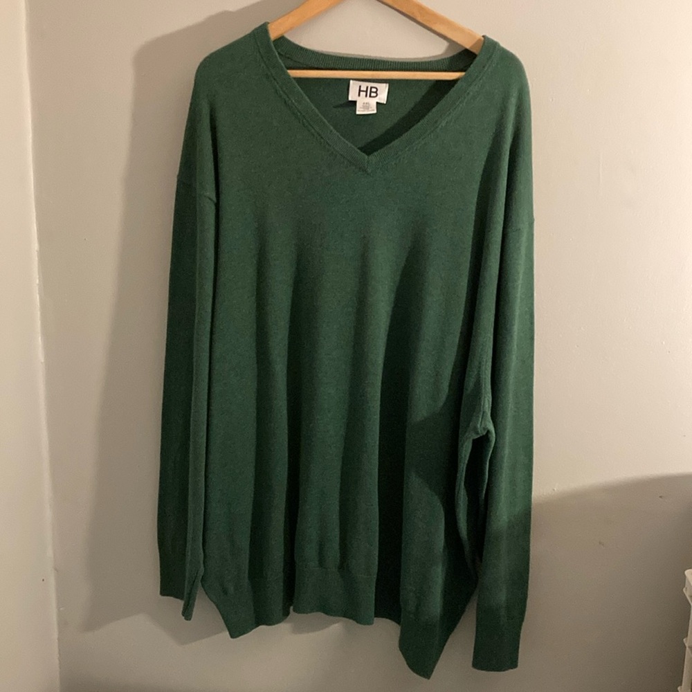 Classic Green V-Neck Knit Sweater